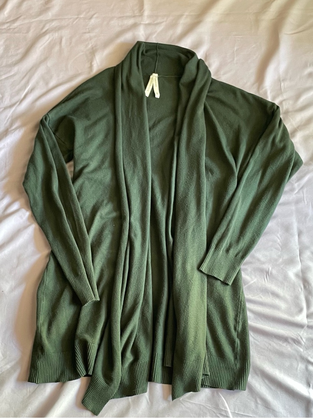 Dreamers by Debut Forest Green Drape Front Shawl Knit Cardigan Sweater M/L